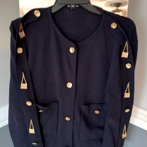 Navy Blue sweater with gold Embellishments